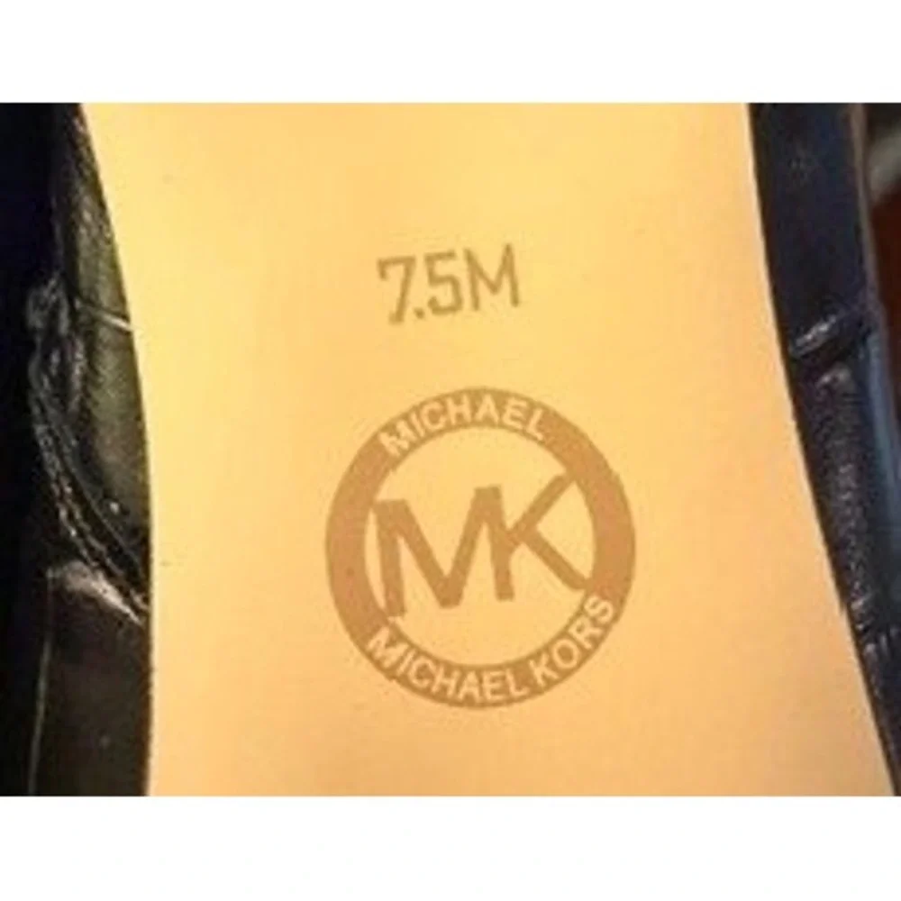 Michael Kors Cosmo Black Croc Embossed Leather Over the Knee Kitten Heel 7.5